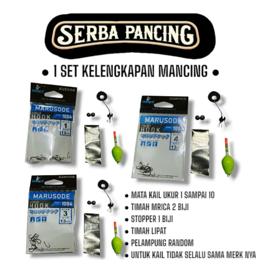 1 Set Kelengkapan Mancing Mata Kail Stopper Timah Pelampung