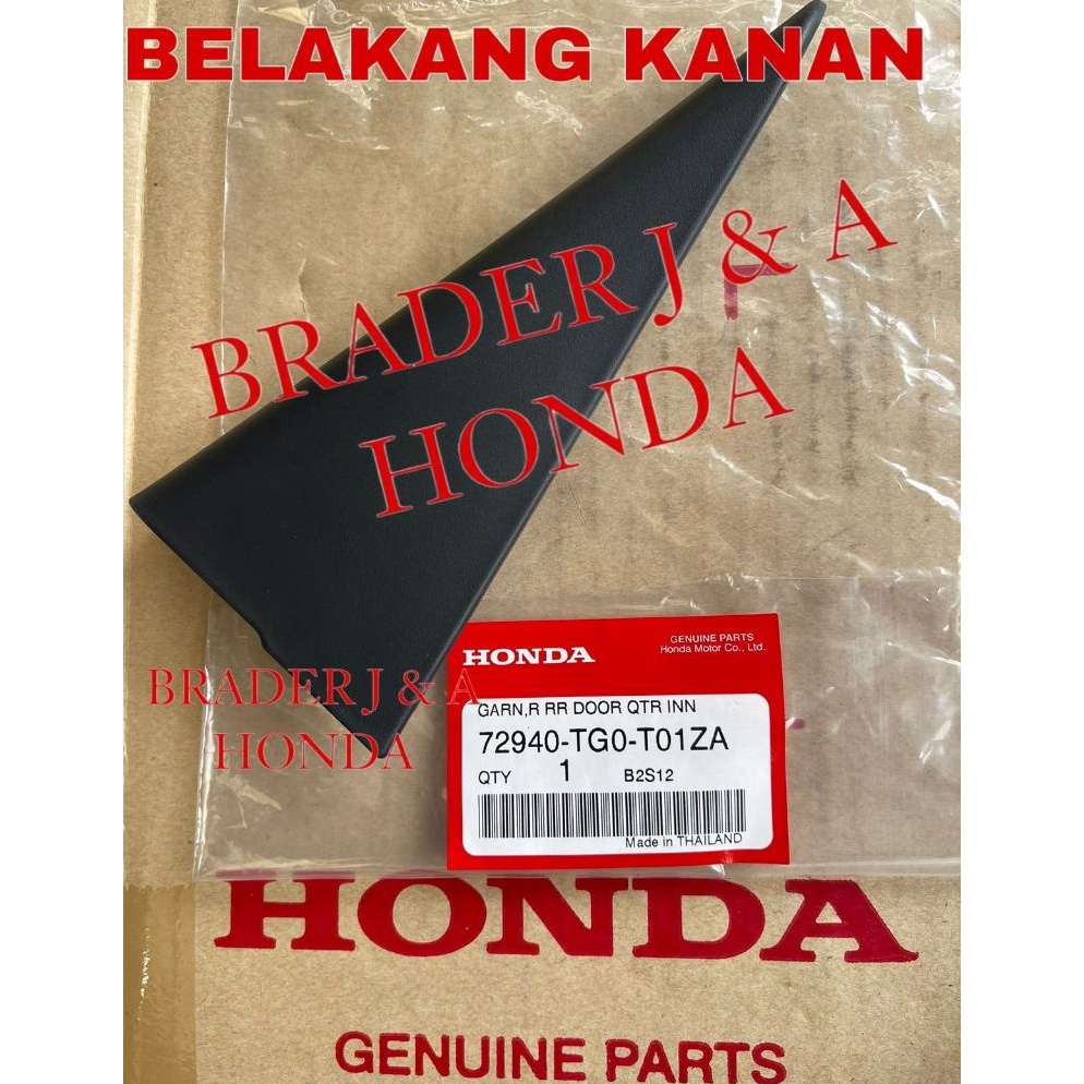 KODE I86B TUTUP COVER GARNISH PINTU DALAM BELAKANG JAZZ GE8 S RS 29 21 211 212 213 HONDA 7294TGT1ZA 
