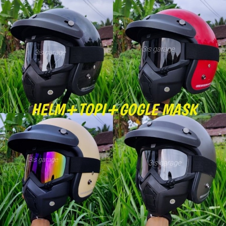 KODE J4A HELM RETRO BOGO GOGLE MASK TOPENG