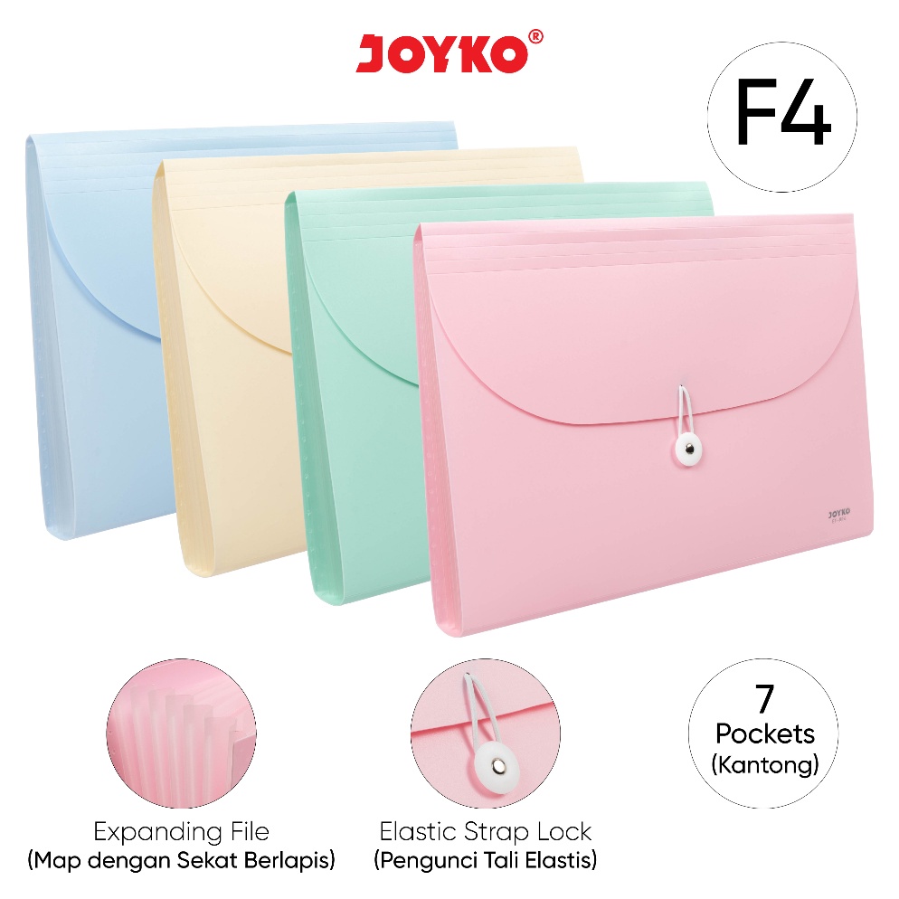 

KODE R88G Expanding File Map Harmonika Joyko EF8F4 Pastel Color 7 Pocket