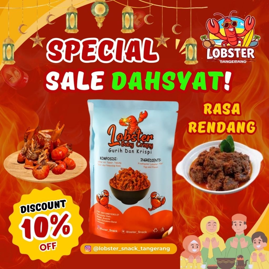 

Lobster Air Tawar Crispy Cemilan 100 Gram Rasa (Rendang)