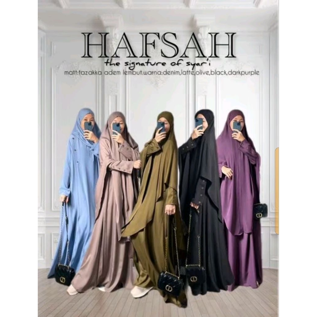 (Rana Muslimah) PRE ORDER Hafsah Set French Khimar Set Syari Abaya Syari