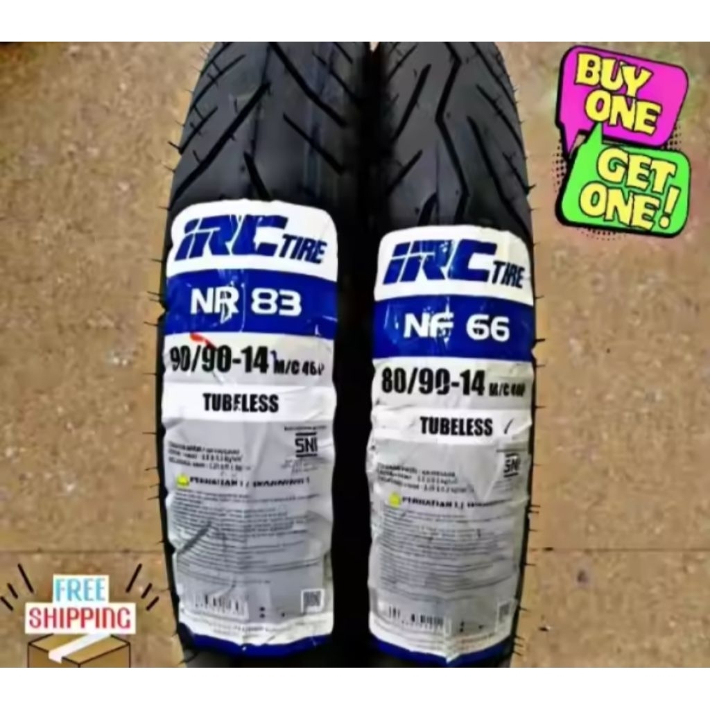 Ban IRC Ring 14 Ukuran 70/90/80/90/90/90-14 Tubeles