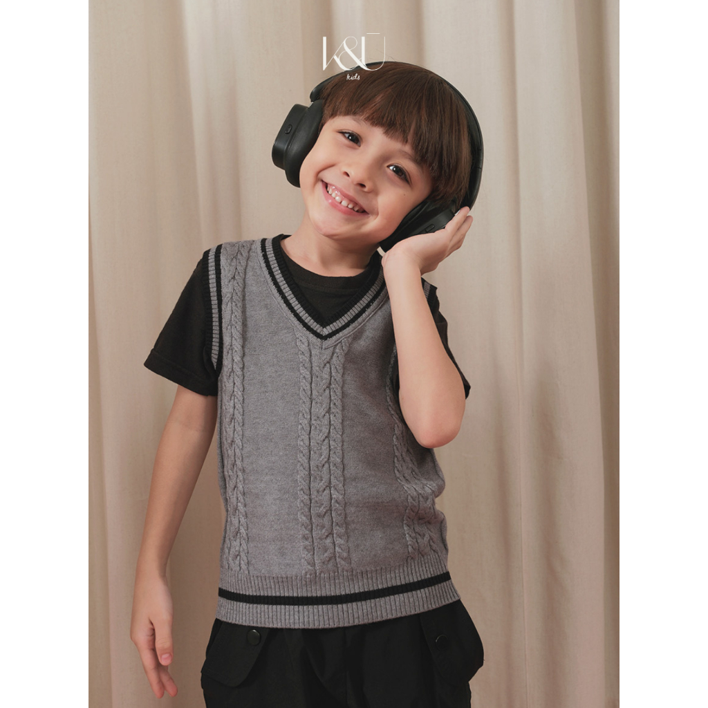 KUKAI Kids | Alistair Vest - Rompi Rajut Anak Laki-laki - Rompi Knit Anak Laki-laki - Boy's Knit Ves
