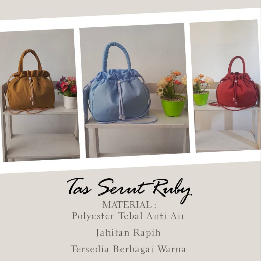 tas serut ruby wanita remaja ootd korean style lucu