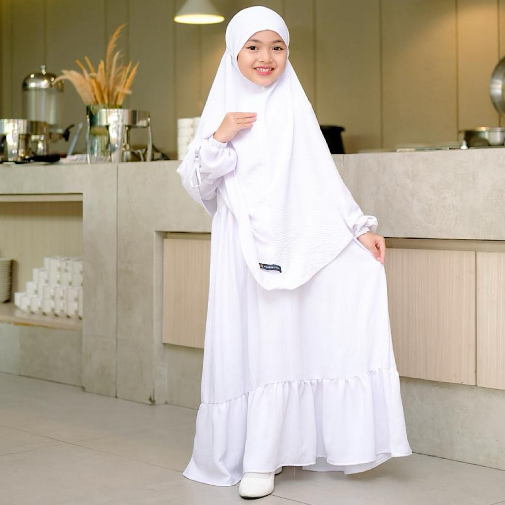 SUPER DEAL Syakila Kids-Medina Set Gamis Anak Syari Khimar Bergo Free Cadar Bandana Untuk Usia 2