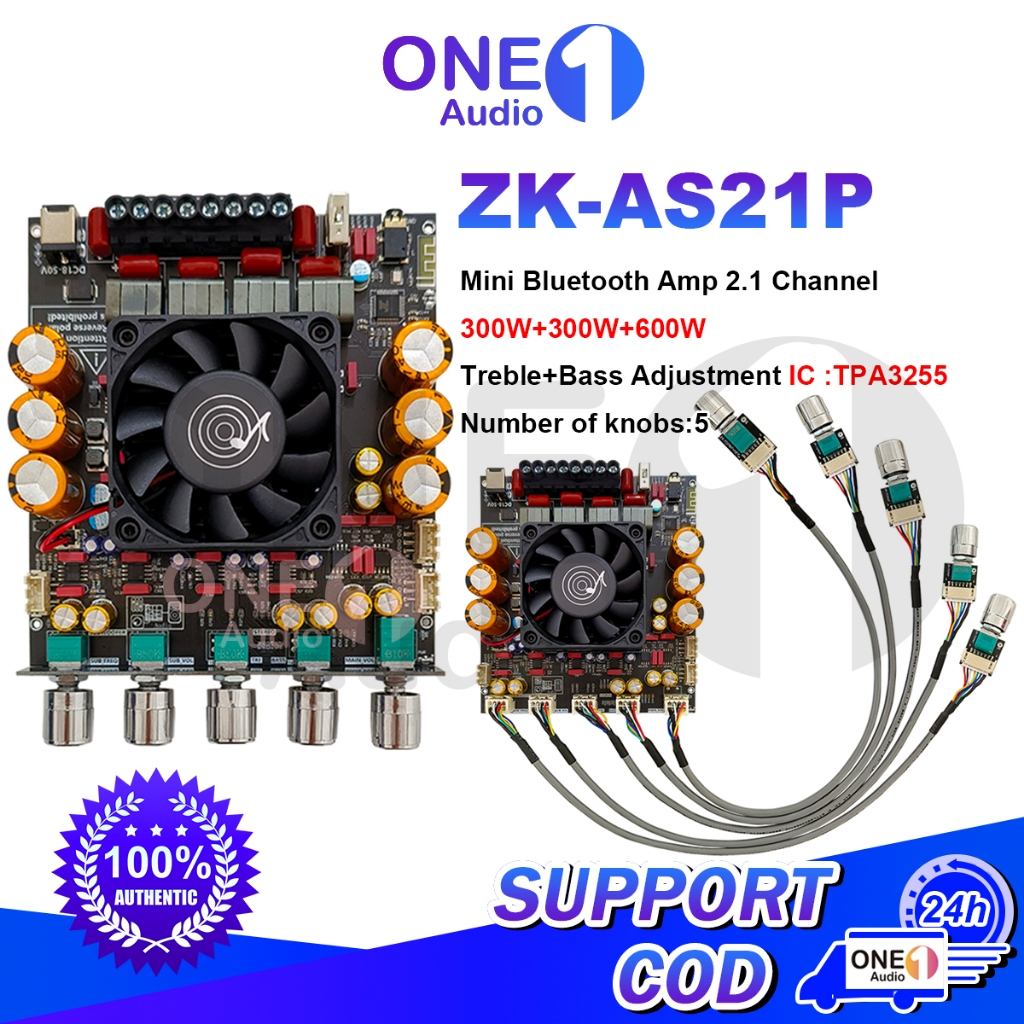 OneAudio ZK-AS21P Papan Amplifier Mini Amp 2.1 Kanal Bluetooth TPA3255 yang Bertenaga Papan