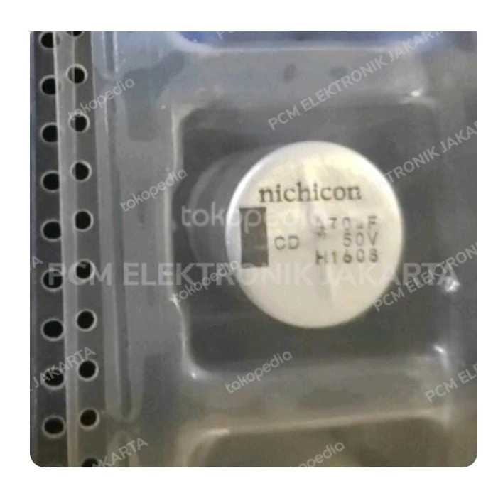 RF4651 elco elko 470uf 470 uf 50v 50volt 50 volt smd tempel nichicon asli by PCM LTC GLODOK