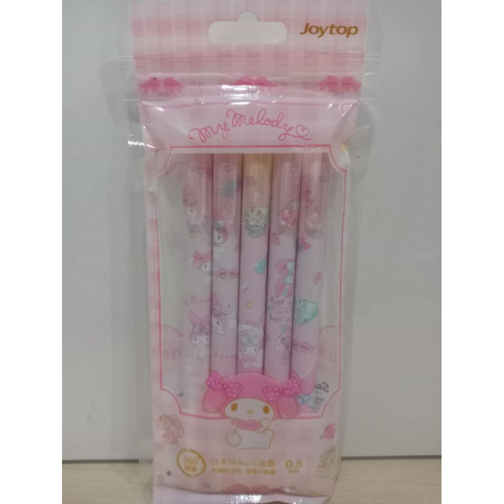 

Joytop 2963-1 Sanrio My Melody Ballpoint Cetek Set 5 Pcs Tinta Hitam Gel 0.5 Mm