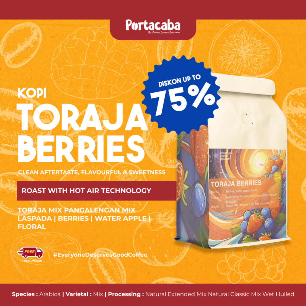 

Biji Kopi Arabika Toraja Berries Full Arabika 1kg - Portacaba Coffee Roastery