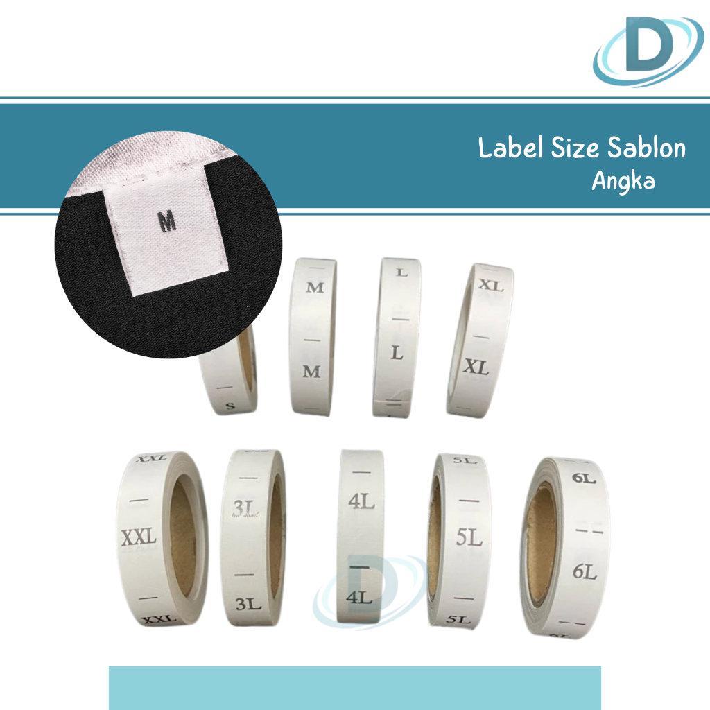 Label Size Sablon Angka Per roll / Label Size Pakaian 1-26