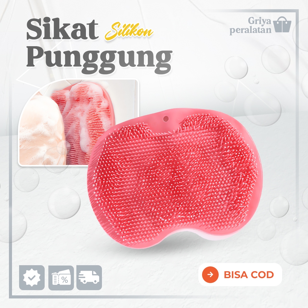 Sikat Silikon Pembersih Punggung Alat Gosok Mandi Tempel Dinding Alas Pijat Kaki Anti Slip