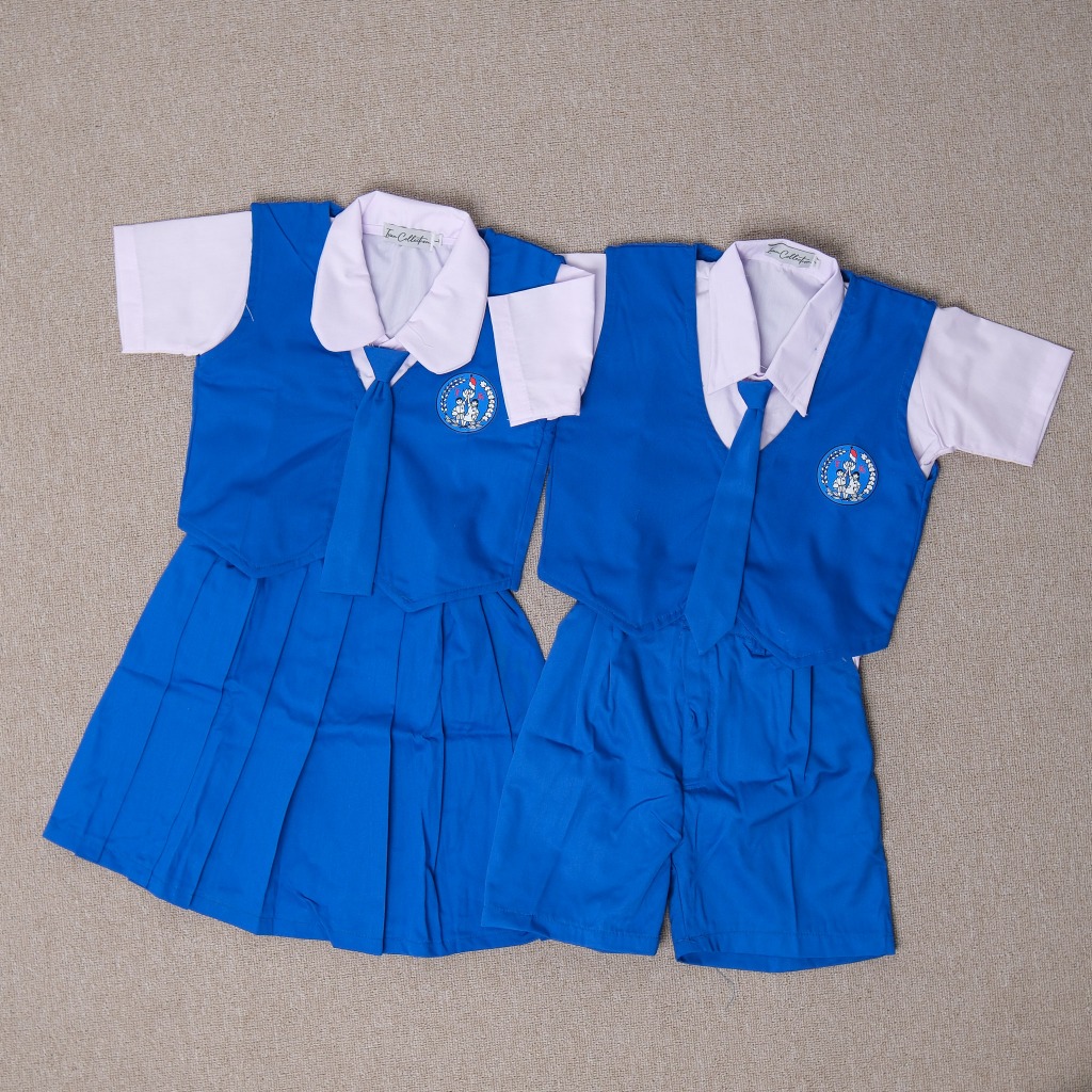 TGS - SERAGAM SEKOLAH ANAK TK ROMPI BIRU PUTIH PENDEK