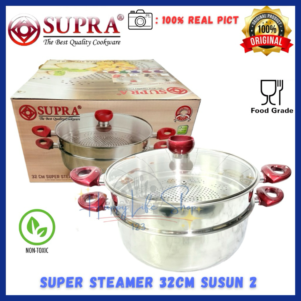 Panci Steamer Supra 32cm Susun 2/Panci Kukusan Supra 32cm Susun 2/Supra Super Steamer 32cm S2