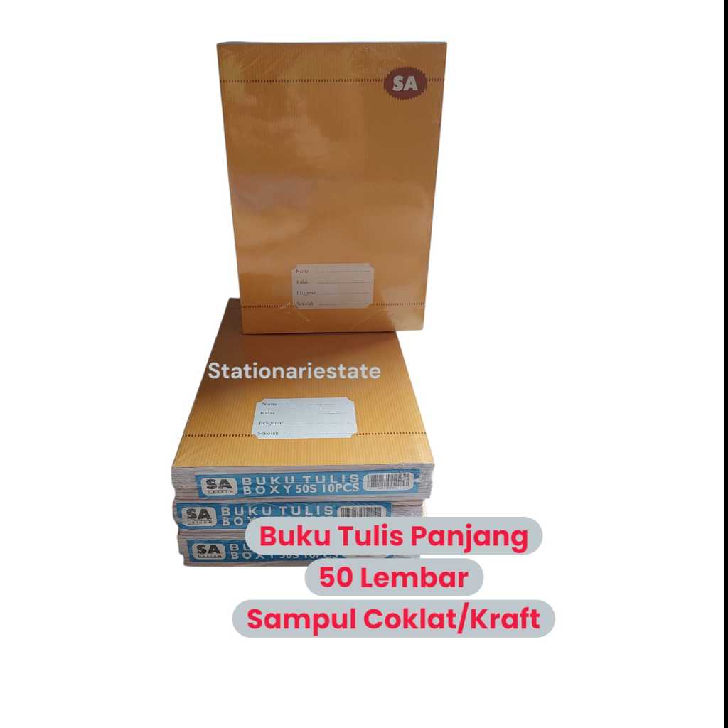 

1pak:10 pcs Buku Tulis Panjang Boxy 50 Lembar SA KRAFT
