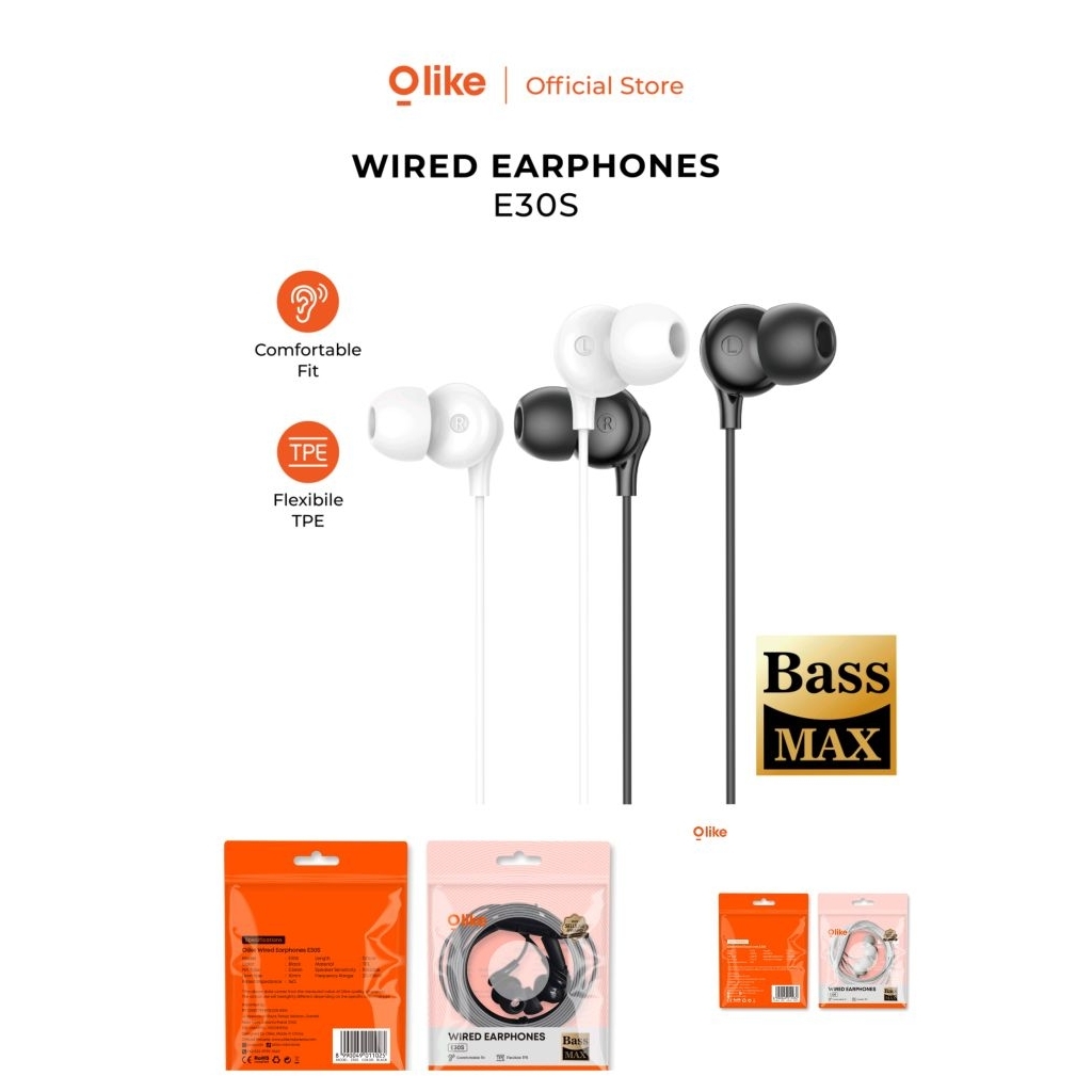 Olike E30S Headset Olike Wired Earphoned Bass Max
