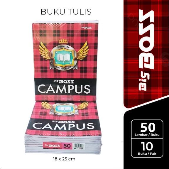 

BIG BOSS - Exercise Book - Buku Tulis Campus 50 Lembar - Pack Buku Tulis SiDU Campus 42 Lembar Buku Campus 36 Lembar Panjang
