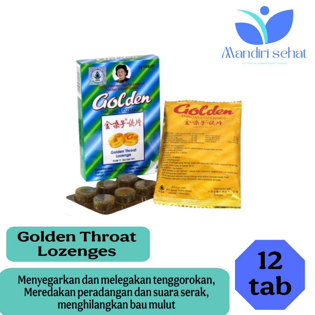 

Golden Throat Lozenges / Bus 12 Tablet - Permen Pelega Tenggorokan / Bau Mulut