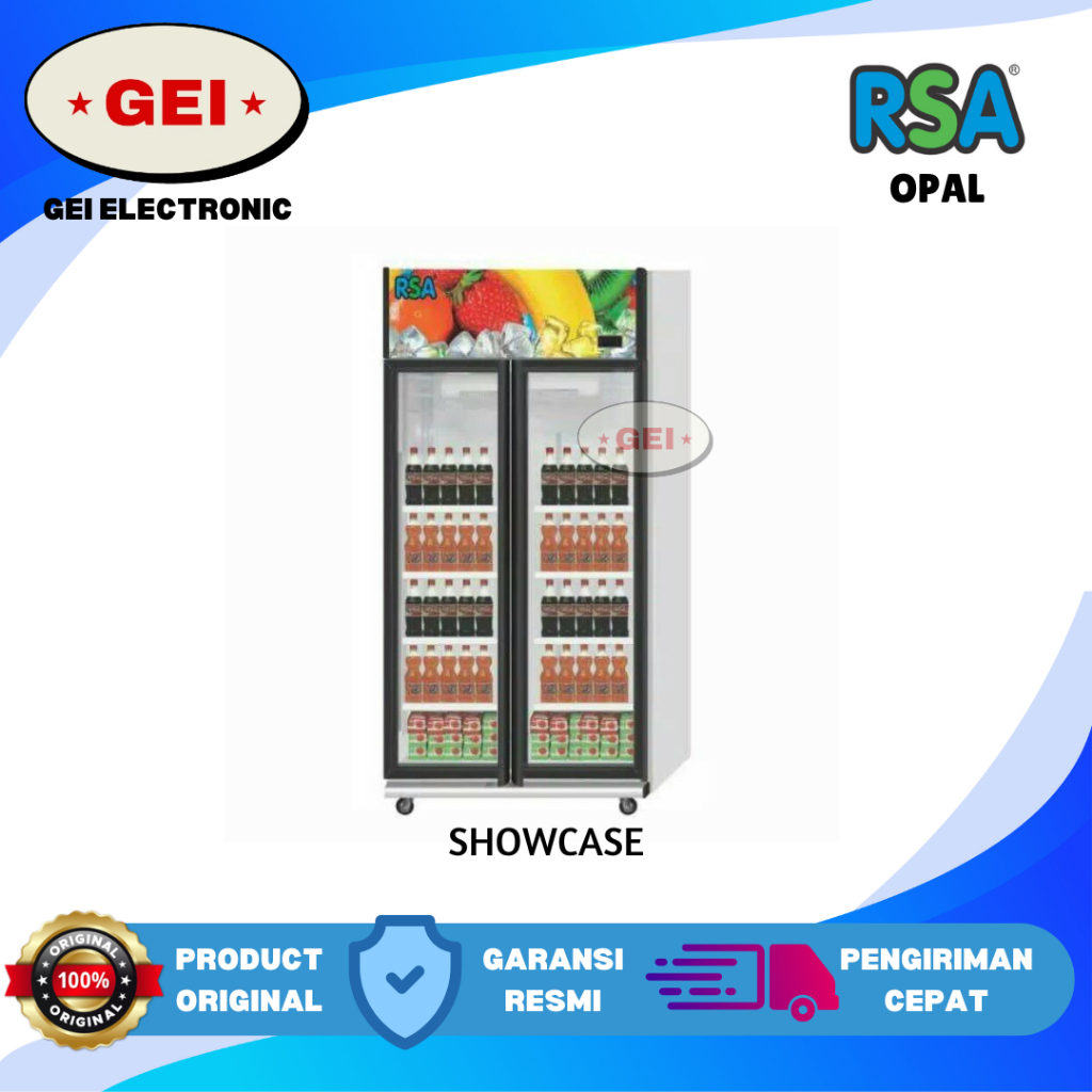 RSA OPAL Showcase 2 pintu OPAL Display Chiller 575 Liter