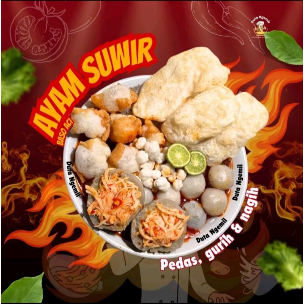 

[BELI 5 GRATIS 1 BUNGKUS] BASO ACI JUMBO ISI AYAM SUWIR PEDAS BUMBU KOMPLIt