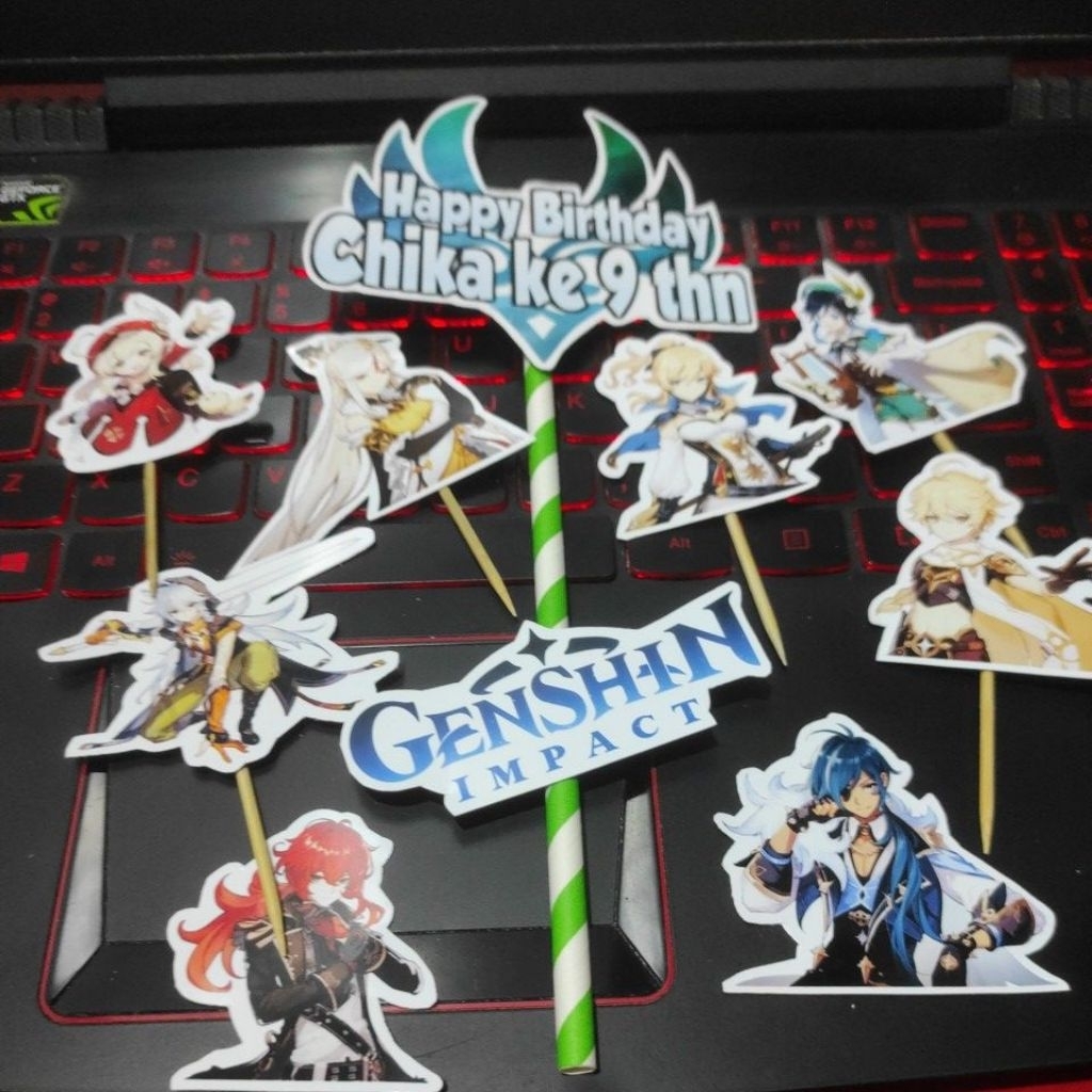 cake topper hiasan kue genshin klee diluc jean kaeya 300525gi