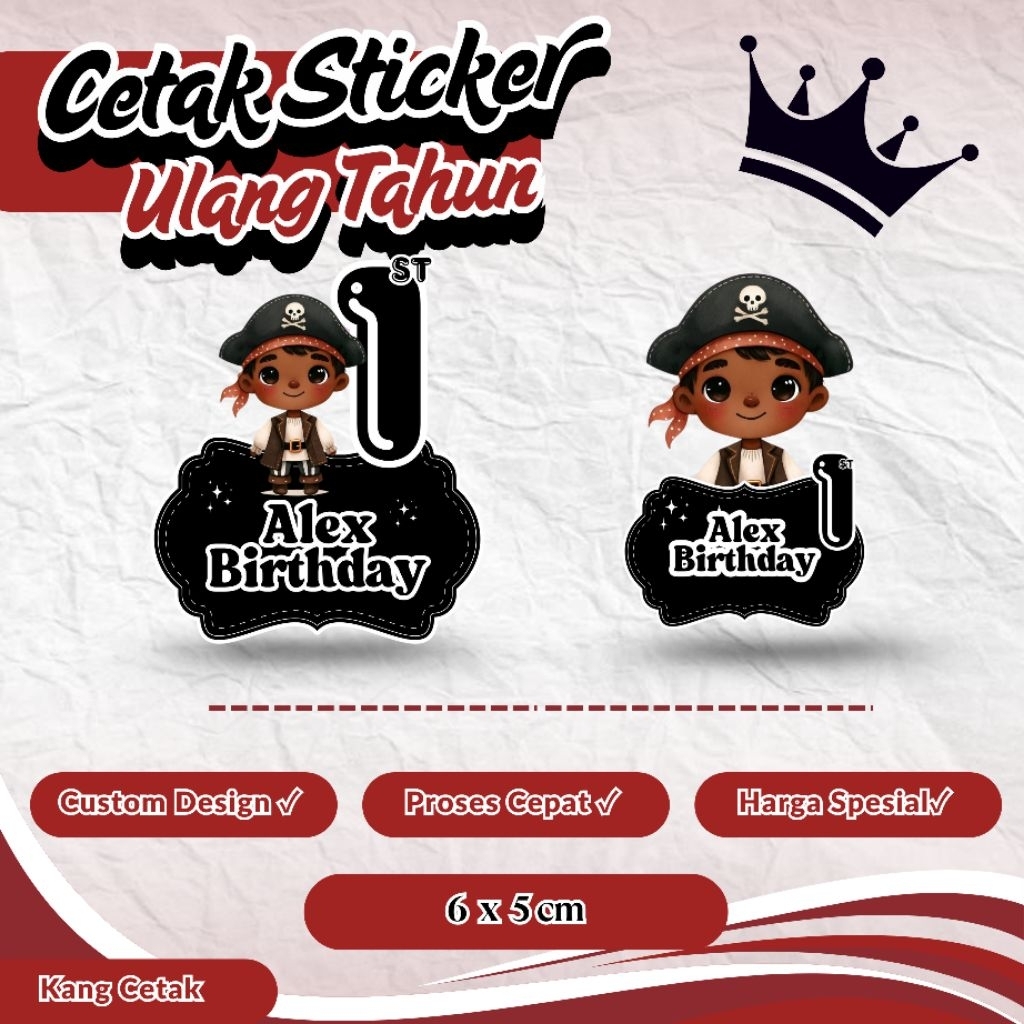 

Sticker Ulang Tahun Anak Bajak Laut/Sticker Ulang Tahun Uk 6x5 cm/Sticker Ulang Tahun Lucu