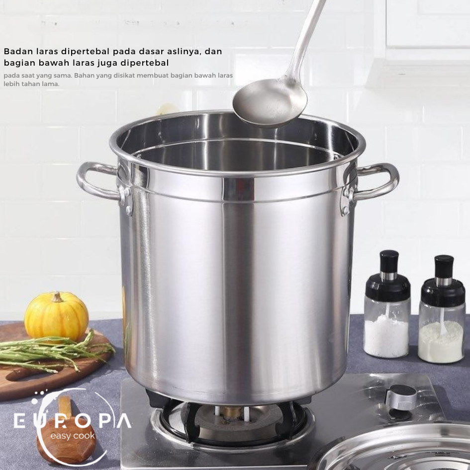 Panci Dandang Stainless Steel Tebal Panci Bakso Stockpot Panci Besar EUROPA