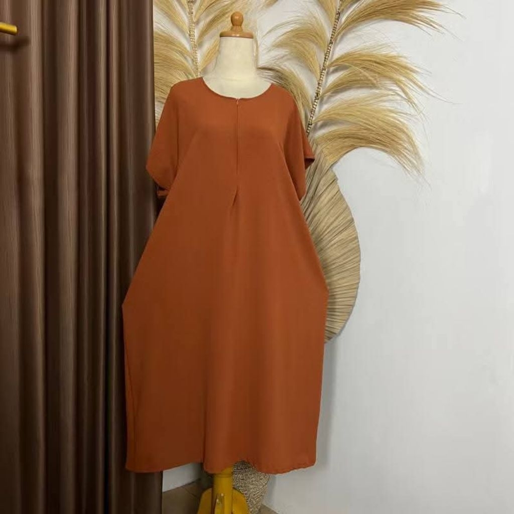 (Balikpapan) Daster Selutut | Crinkle Lengan Pendek | Daily daster crinkle