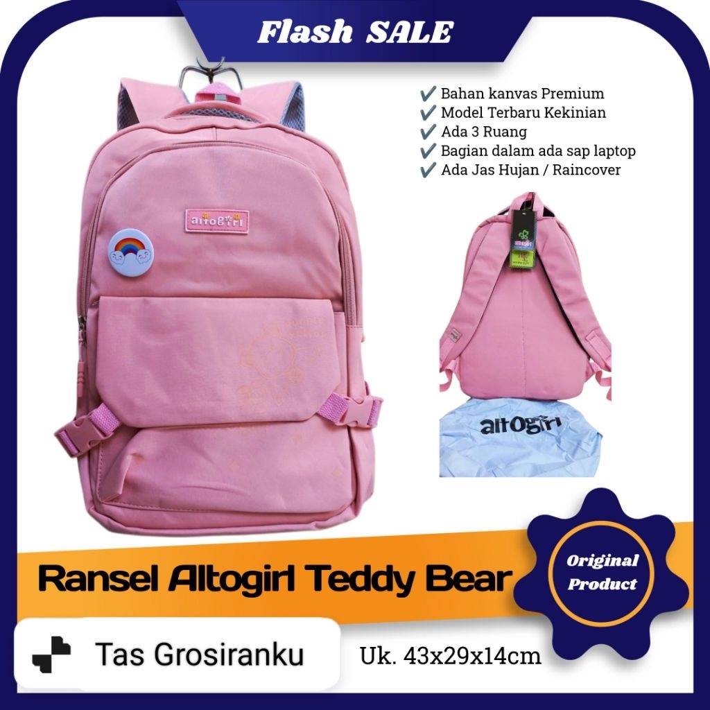 Tas Ransel Sekolah Anak ALTO Silver Girl / Tas Anak Perempuan /Tas Ransel Karakter / Tas Sekolah Ana