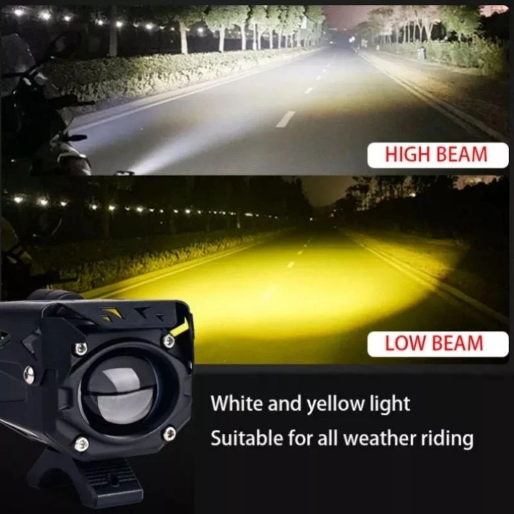 Aeslux | Lampu Sorot Tembak | Aeslux S22 LED Laser gun 9D Putih Kuning | Lampu kabut | lampu motor l