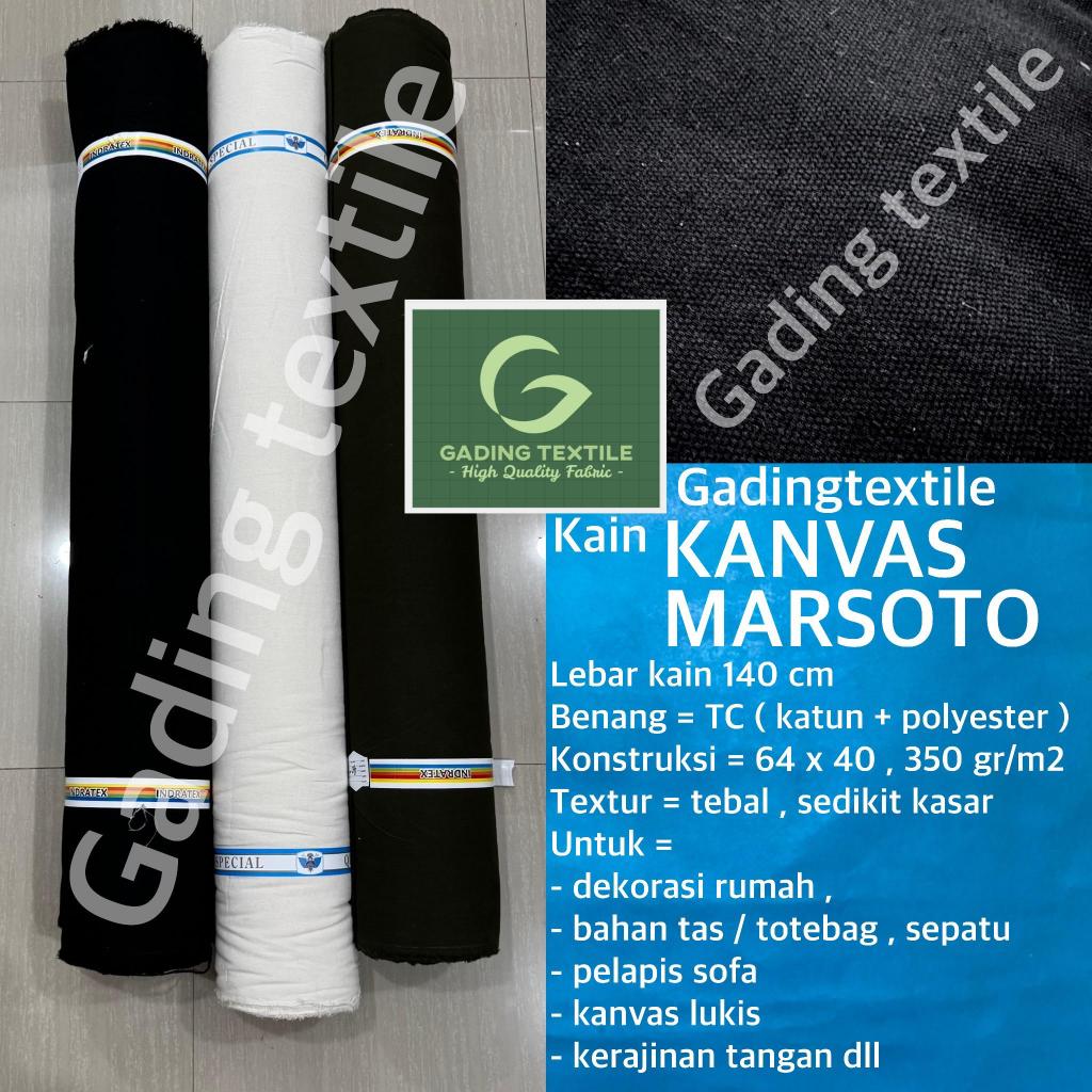 ( per 1 roll ) kain KANVAS CANVAS MARSOTO TC tetoron katun lebar 140 cm isi 40 meter warna putih ber