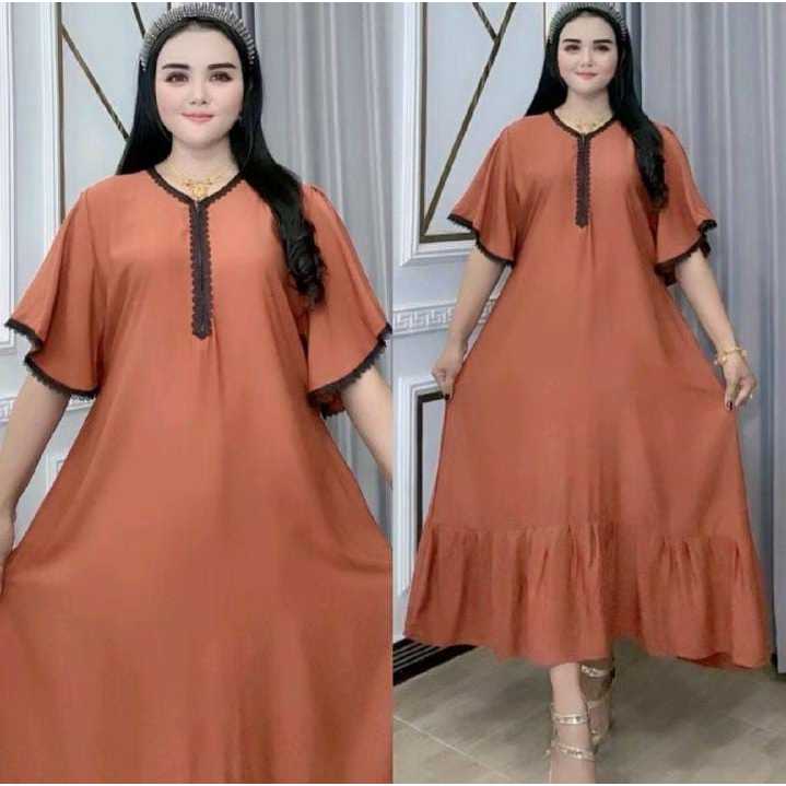 Musira Midi Dress Rayon Twill Premium Ori Tebal untuk Wanita Lengan Pendek