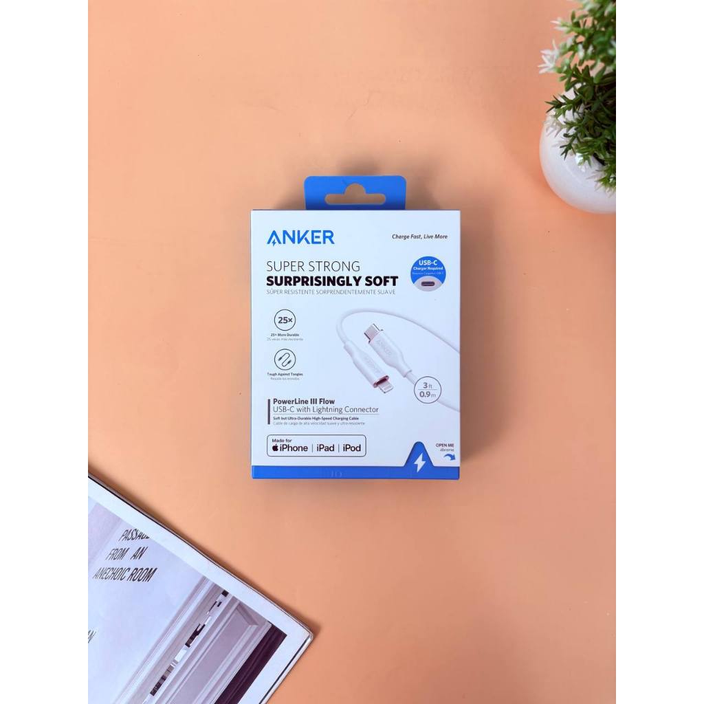 ANKER Set Charger For iPhone MFI PD Type C To Lightning 20w dan Kabel Charger Anker Powerline III Fl