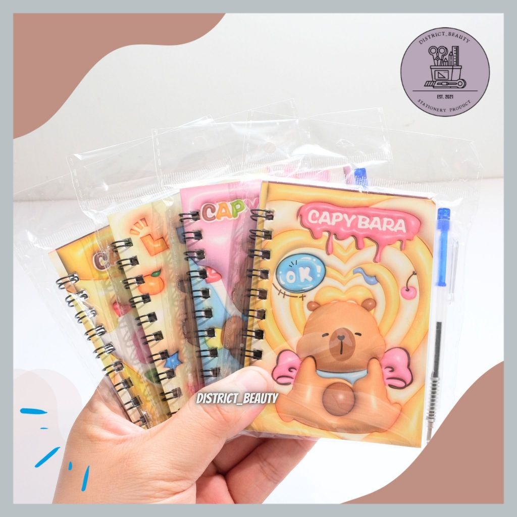 

BUKU SPIRAL A7 FREE PULPEN MOTIF CAPYBARA KAPIBARA NOTEBOOK PEN PENA BOLPEN BUKU RING MEMO NOTES CAPYABRA LUCU TERMURAH