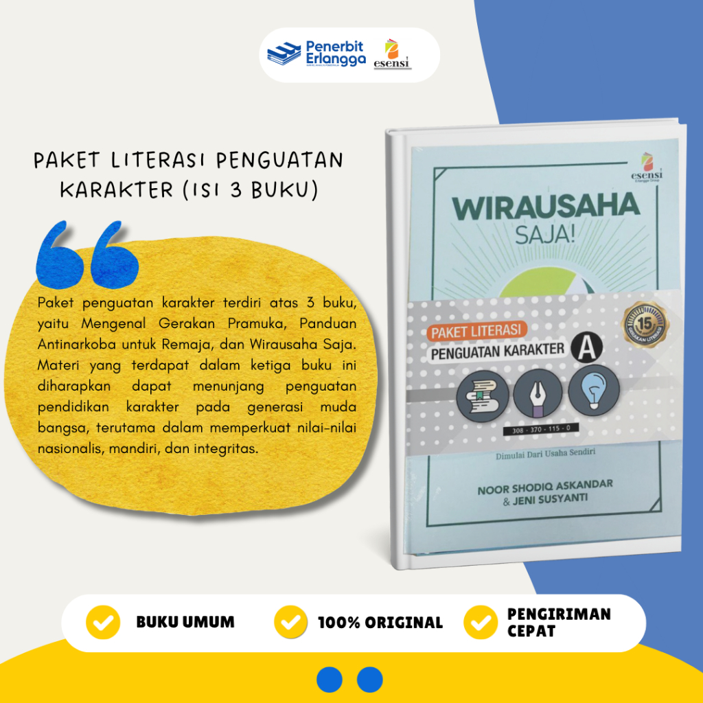 [Erlangga Official] Buku Referensi Umum: Paket Literasi Penguatan Karakter Wirausaha Saja - Noor Sho