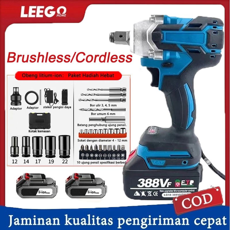 PROMO Cordless Impact Wrench Brushless Kunci Impact Baterai 288V/588V Electric Impact Wrench Spanner
