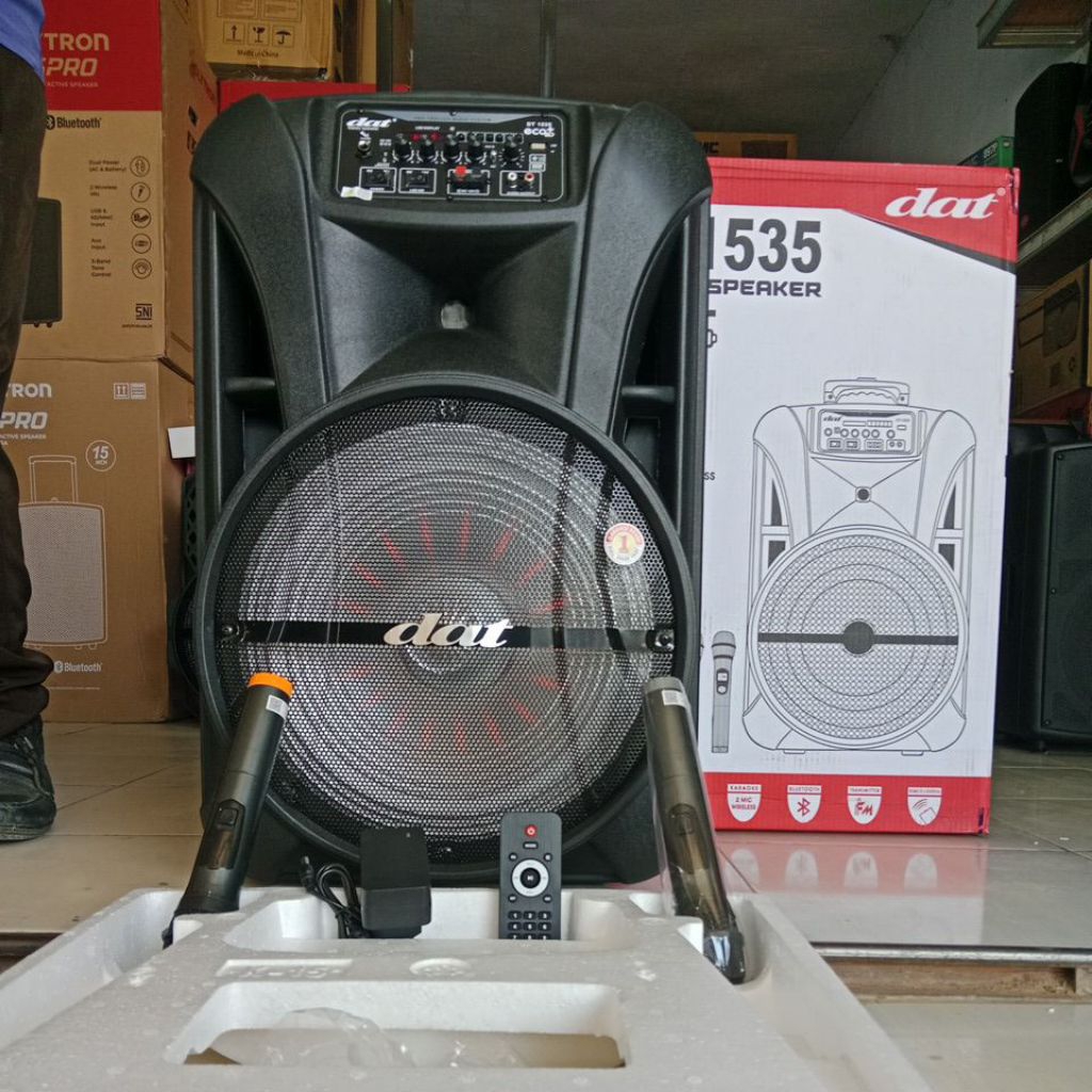 Speaker Portable 15 inch DAT DT 1535 Eco+ Karaoke Super Bass Original