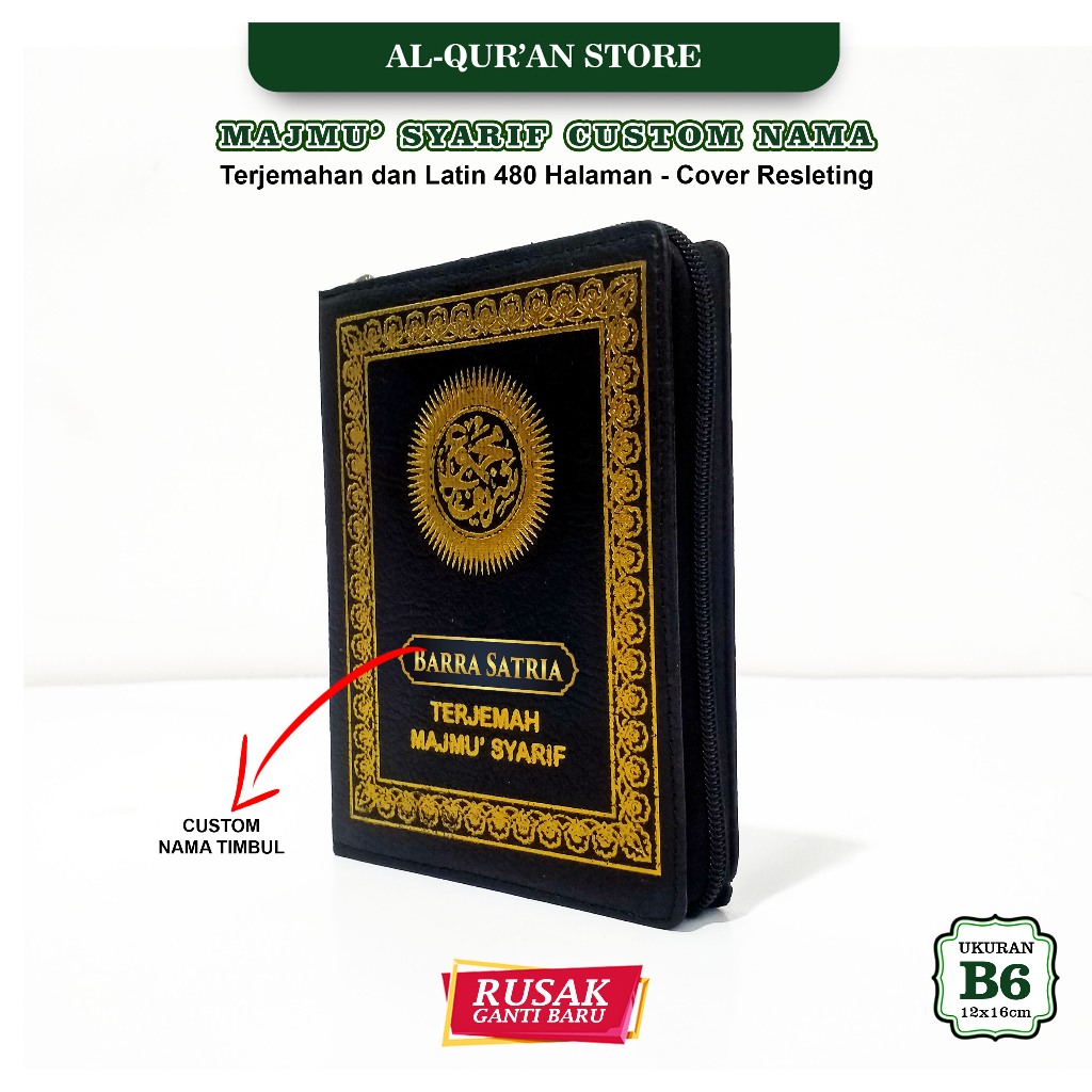 Majmu Syarif Lengkap Terjemah dan Latin Bisa Custom Nama, Majemuk Yasin Tahlil Resleting B6