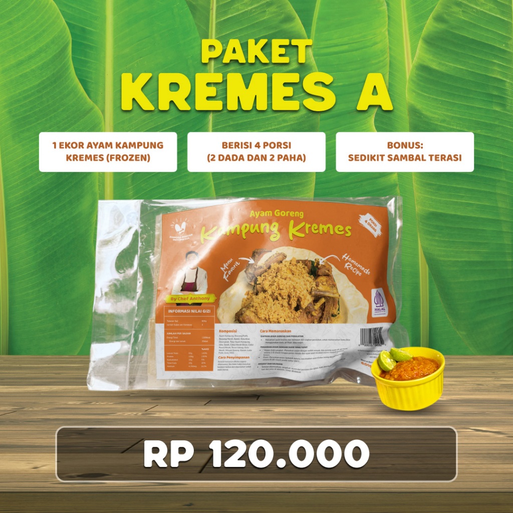 

Paket Kremes A - 1 Ekor Ayam Goreng Kampung Kremes - Recipe by Chef Anthony