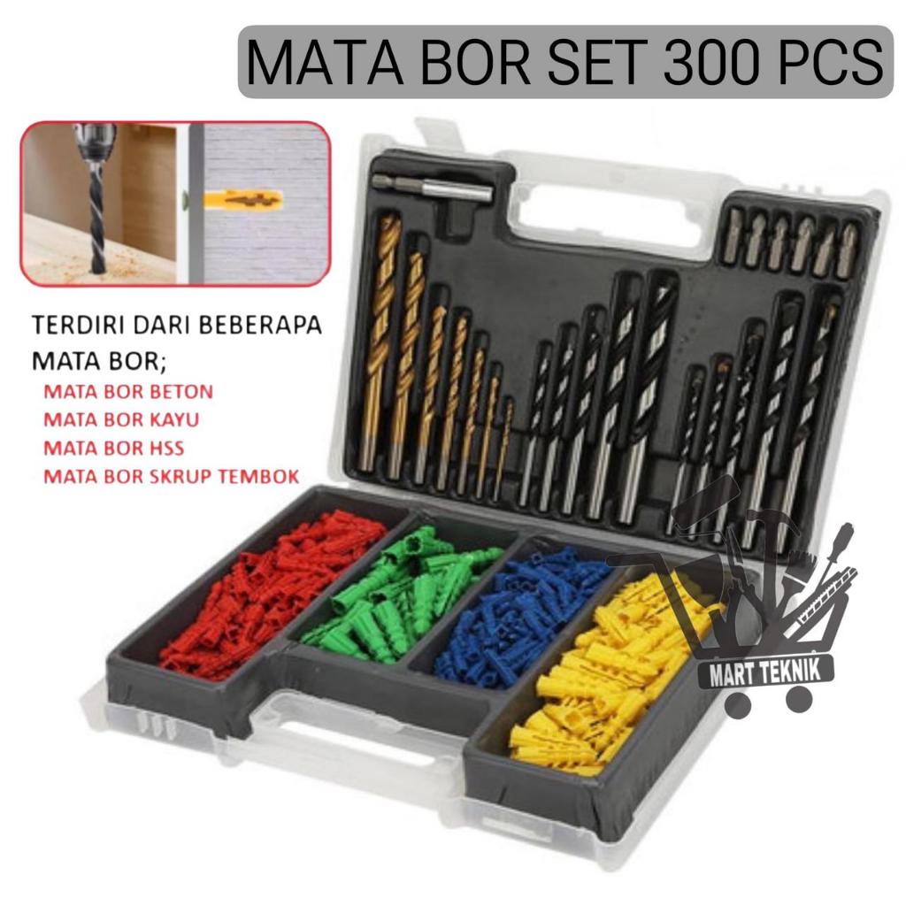 Mata Bor 300 Pcs Set Mata bor besi baja asli- Mata Bor Besi Kayu Beton - Mata Bor