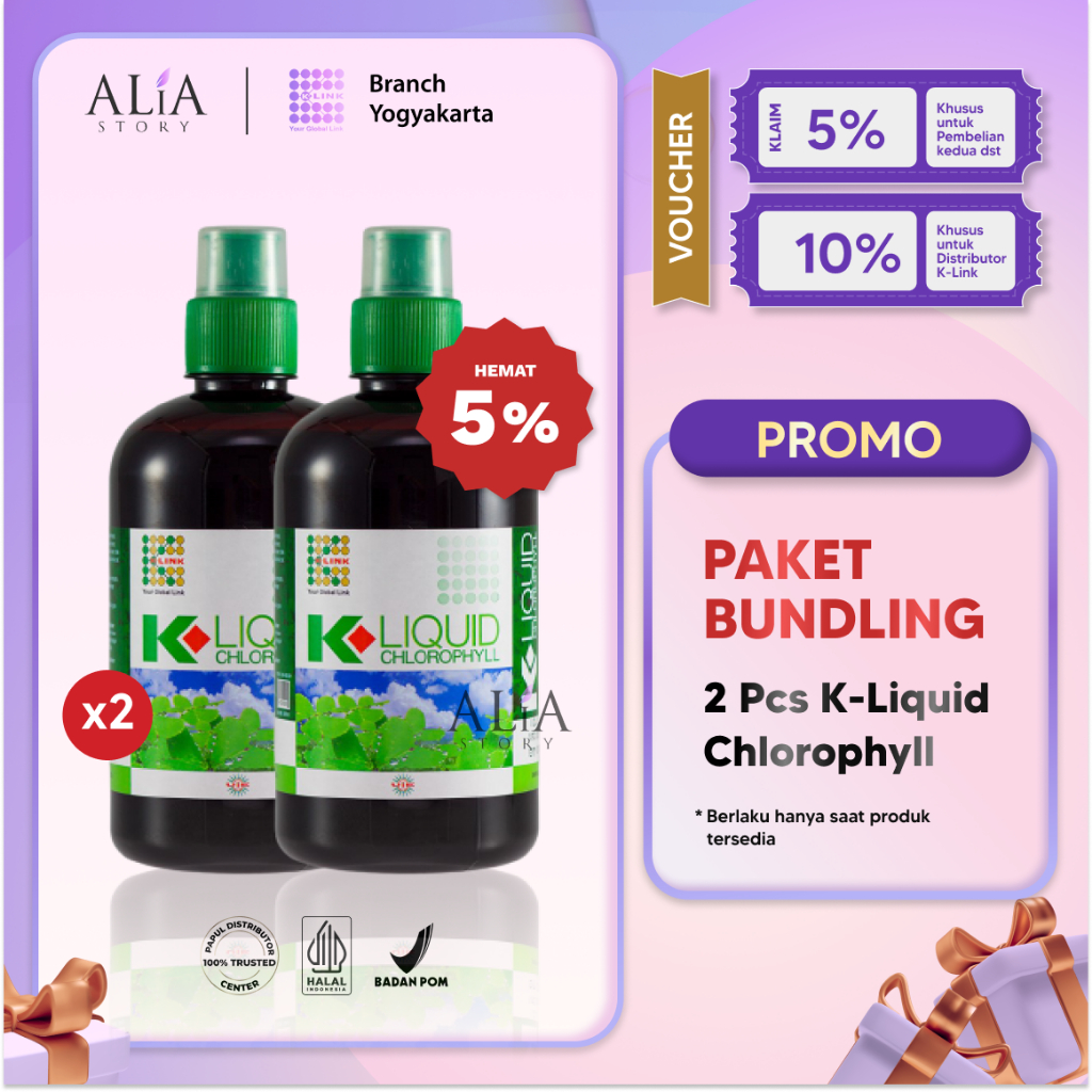 [PROMO BUNDLING] K-LIQUID CHLOROPHYLL 500 ml (2 Botol) KLOROFIL K-LINK ORIGINAL Clorofil Klink Kloro