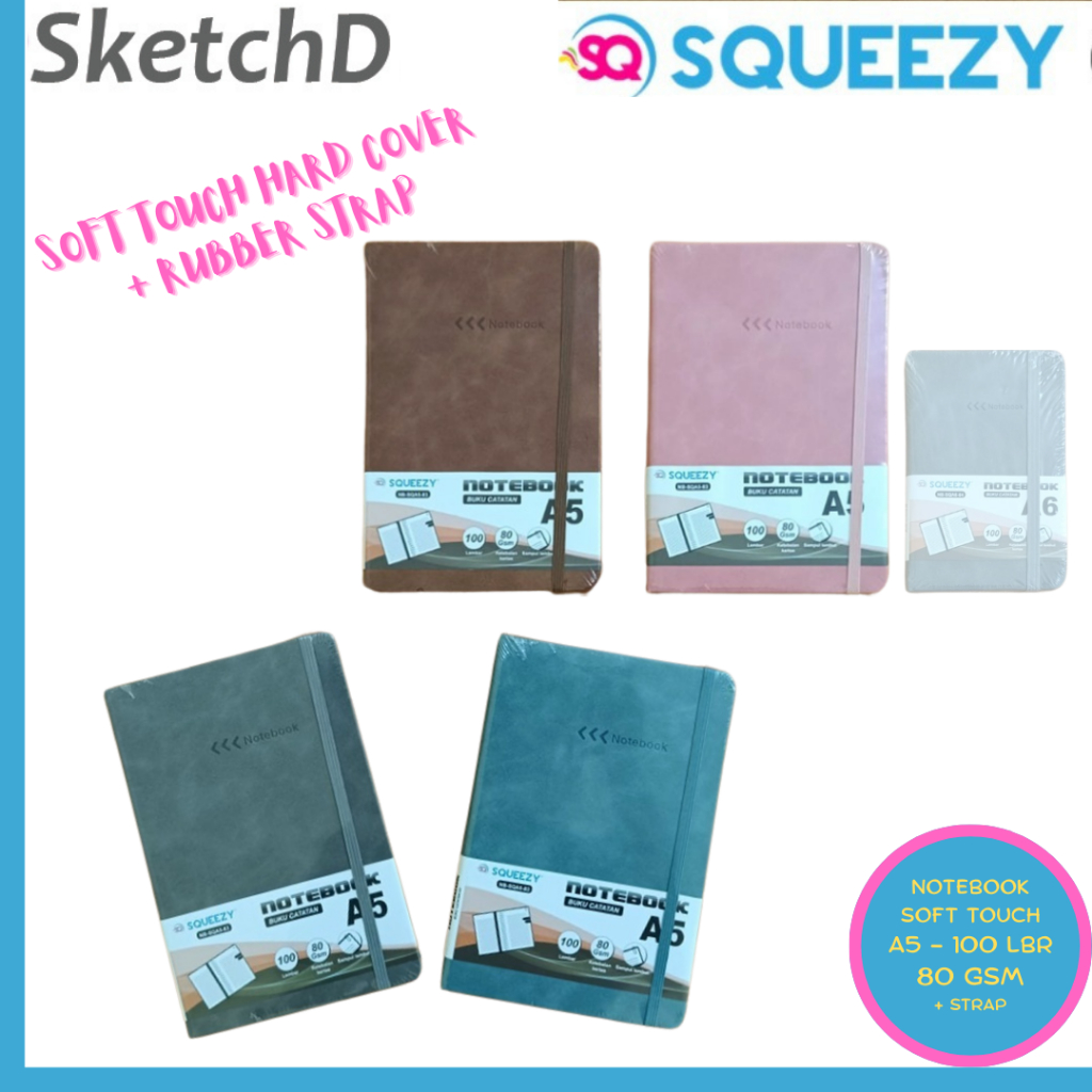 

Buku Notebook A5 Cover Beludru Squeezy soft touch cover note book 100 lembar