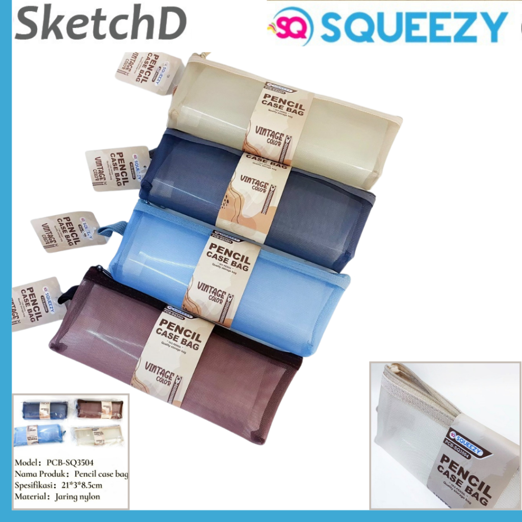 

Kotak tempat pensil segitiga 3504 Squeezy triangle Pencil case bag nylon 1 zipper