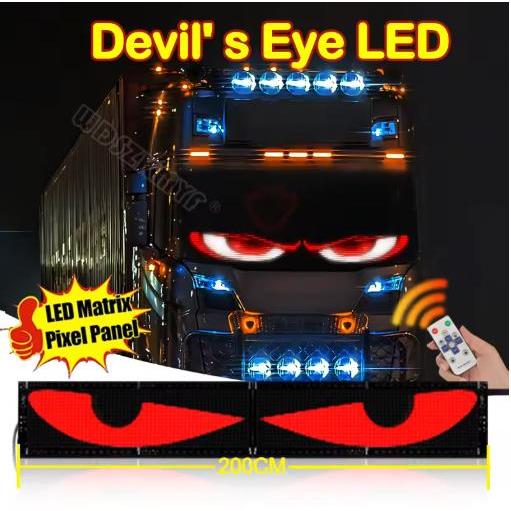 Tanda Truk LED Mata Setan Remote Control Animasi Bergulir Panel Piksel Matriks LED Tampilan Lampu LE
