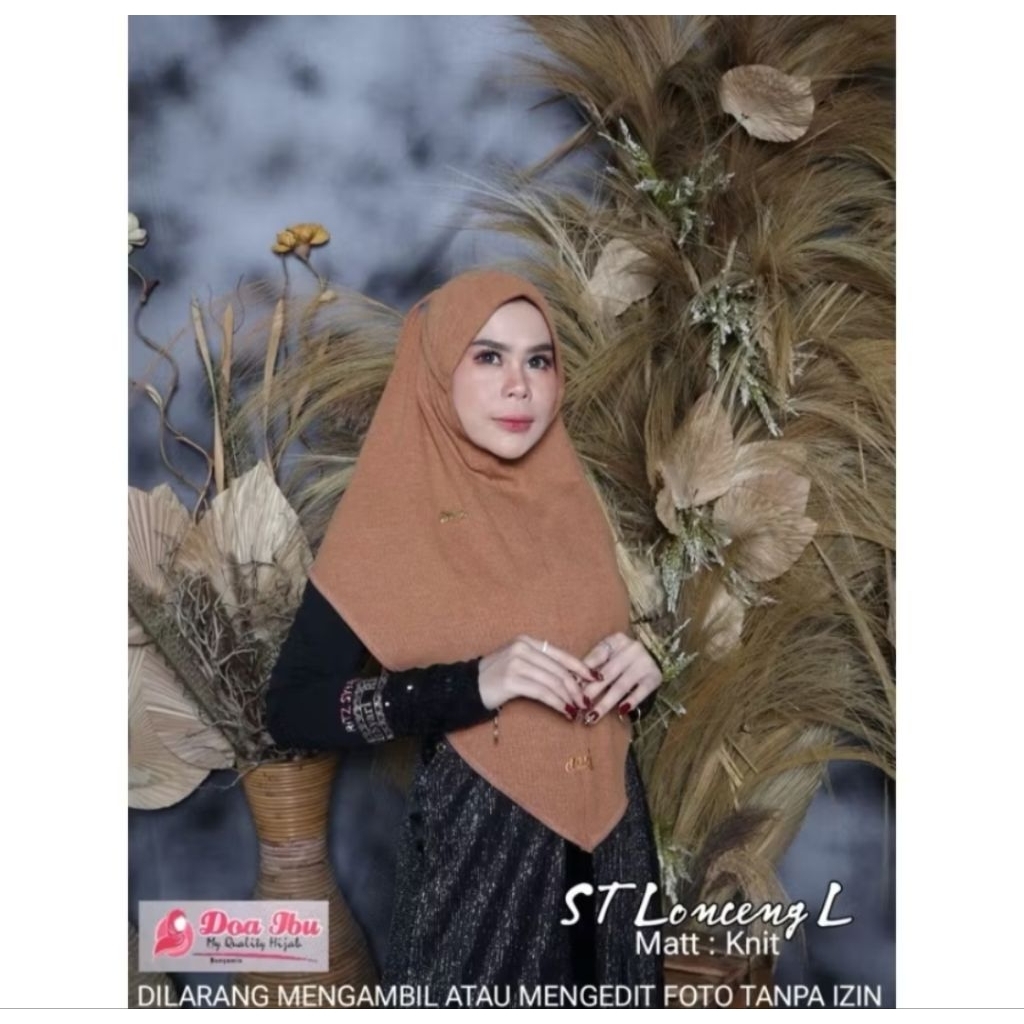 148 Hijab Insatan Doa Ibu Siria Tali Sambung Nonped Bahan Knit Double/ Hijab Instan Siria Tali Knit 