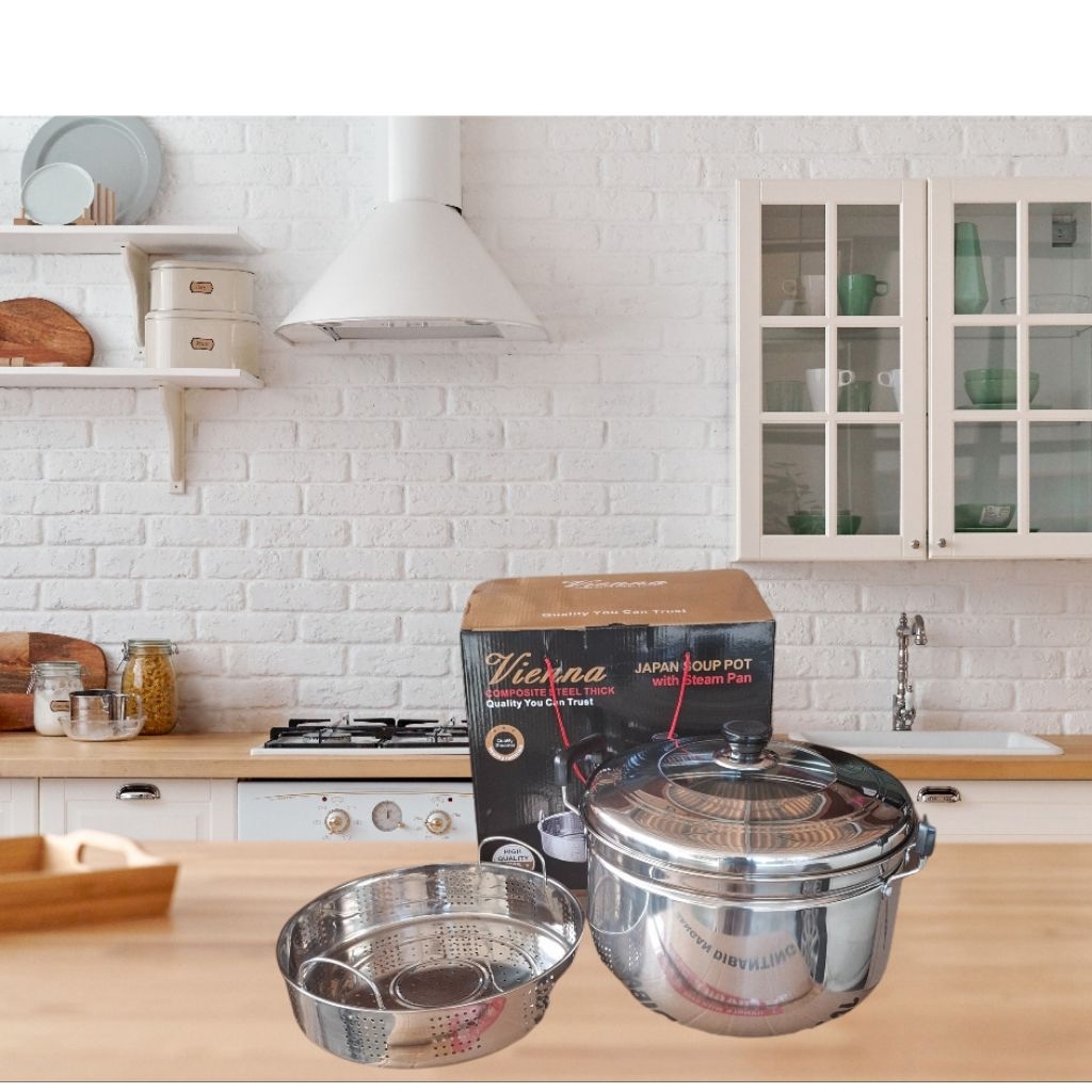 Vienna Panci Kukus Stainless steel Panci steamer 30 cm Panci Kukus 30cm kwalitas sama Calypso