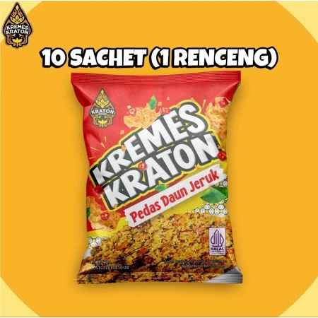 

Kremes Kraton Sachet 16g - Kremes Pedas Daun Jeruk 10 Sachet 100% Halal