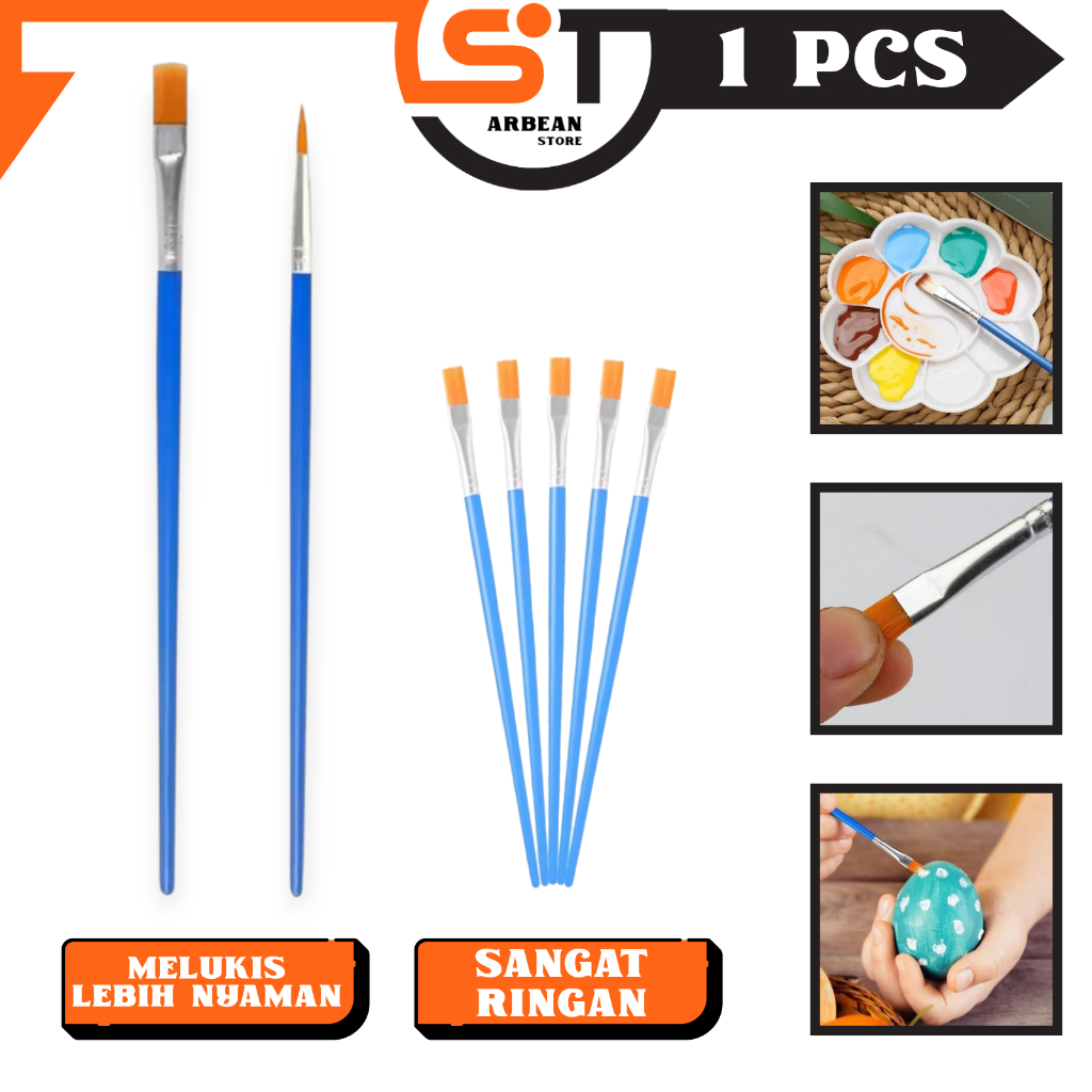 

1PCS Kuas Lukis Cat Air Minyak Paint Brush Ujung Datar Lancip Kuas Melukis Art Pointed Flat A014