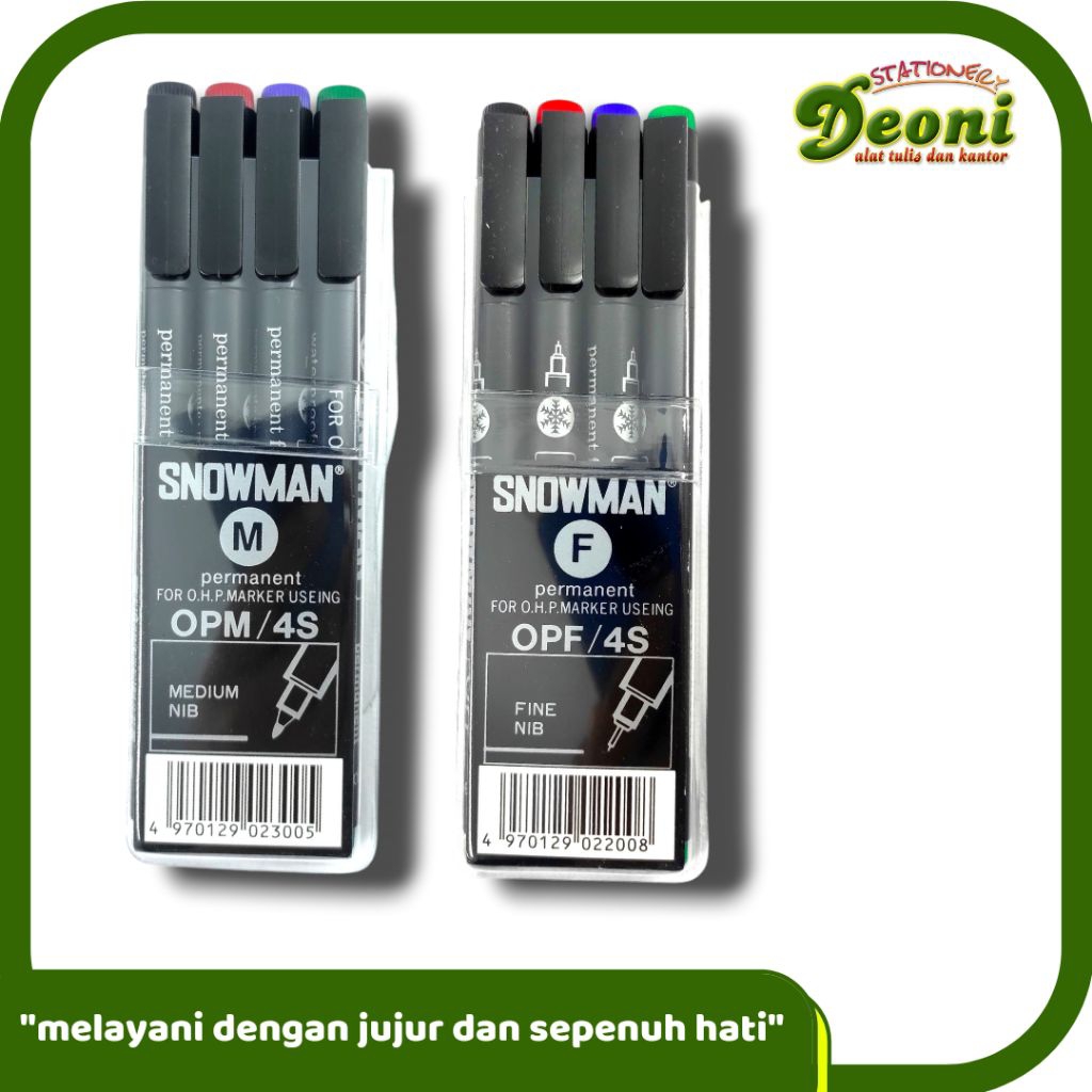 

SNOWMAN Spidol Permanent Markek OPM OPF/4S 1 Pack isi 4 Pcs