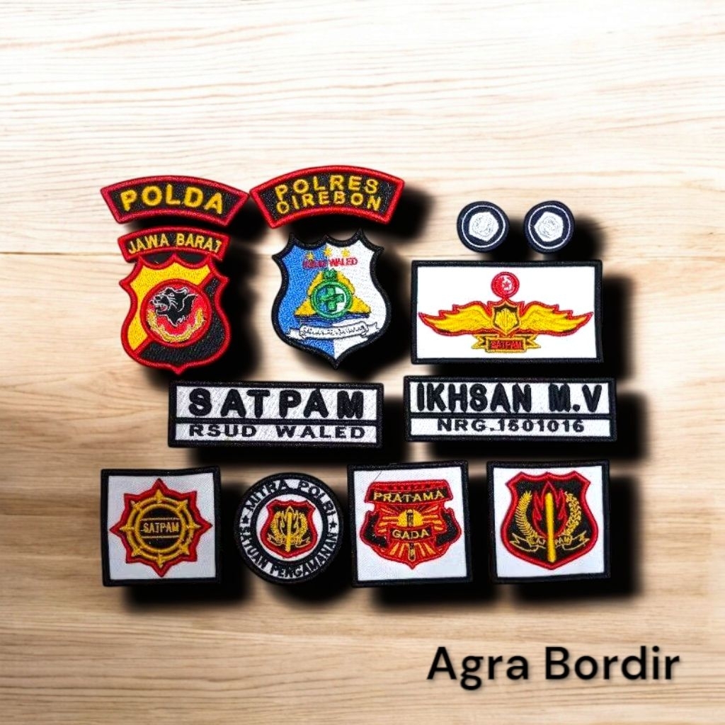 bordir satpam security bahan putih timbul 3d